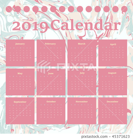 2019 Calendar with marble colorful background. 2019 Calendar with marble colorful background. 45371623