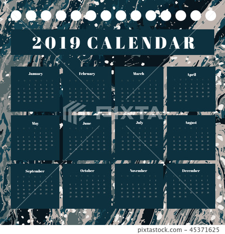 2019 Calendar with marble colorful background. 2019 Calendar with marble colorful background. 45371625