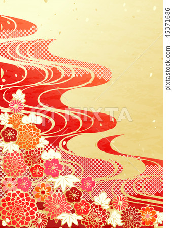 Japanese flower running water background 45371686