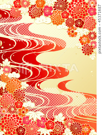 Japanese flower running water background Japanese flower running water background 45371687