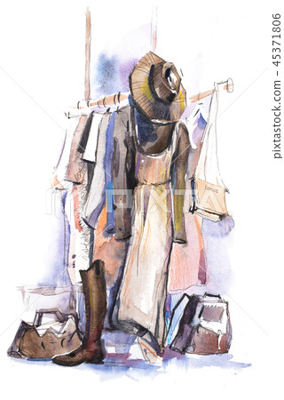 Casual clothing shop in shopping mall. Store window display. 45371806