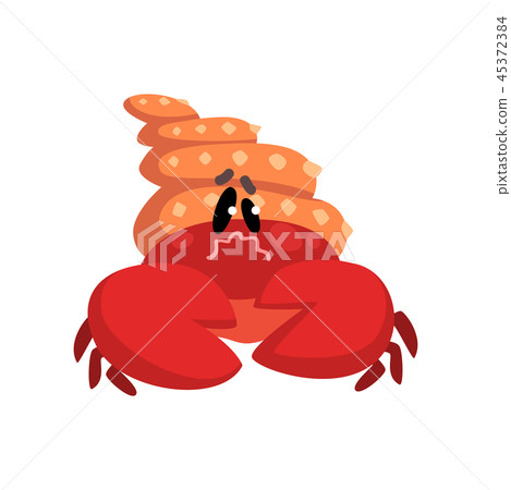Crab character wearing turban hat, cute sea creature with funny face vector Illustration on a white 45372384