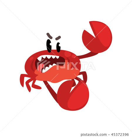 Angry crab character, cute sea creature with funny face vector Illustration on a white background Angry crab character, cute sea creature with funny face vector Illustration on a white background 45372396