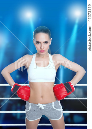 Woman with boxing gloves 45373359