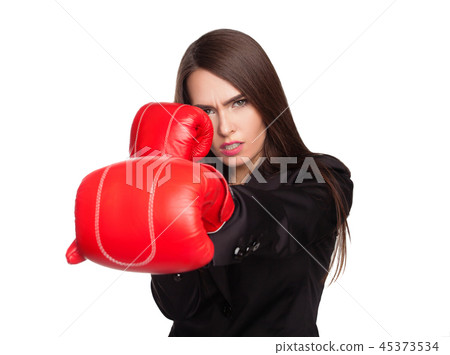 Woman with boxing gloves Woman with boxing gloves 45373534