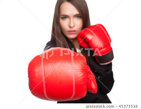 Woman with boxing gloves 45373538