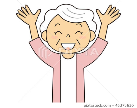 Senior woman granny playing banzai Senior woman granny playing banzai 45373630