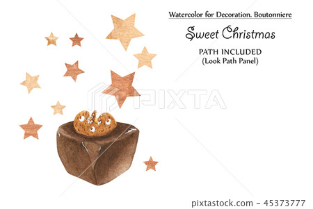 Sweet vignettes with chocolates and golden stars Sweet vignettes with chocolates and golden stars 45373777
