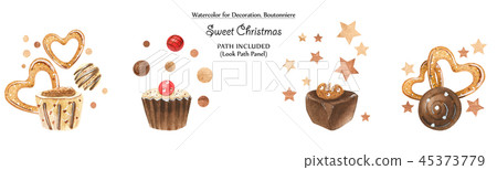 Sweet vignettes with chocolates and cookies Sweet vignettes with chocolates and cookies 45373779