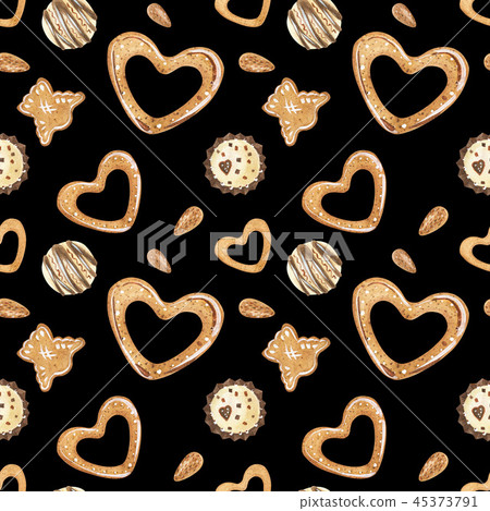 Sweet Christmas pattern with chocolate and cookie Sweet Christmas pattern with chocolate and cookie 45373791