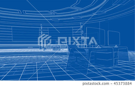 3D outline interior. Vector rendering of 3d 3D outline interior. Vector rendering of 3d 45373884