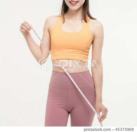 A Korean woman with a waist on a tape measure 45373909