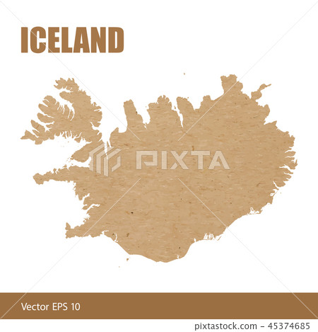 Detailed map of Iceland cut out of craft paper 45374685