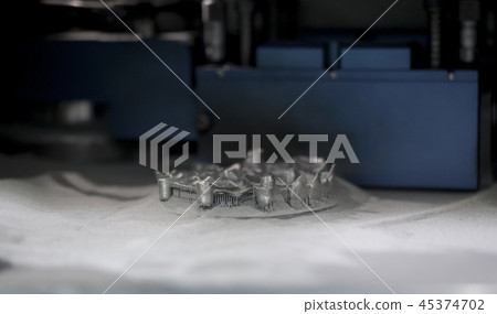 Printing platform with object printed on 3d printer for metal Printing platform with object printed on 3d printer for metal 45374702