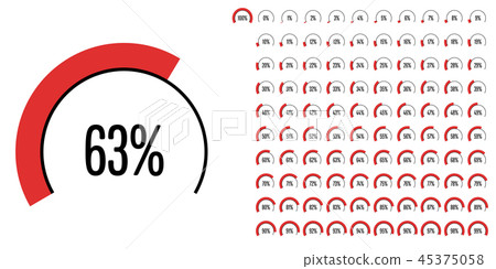 Set of circular sector percentage diagrams 45375058
