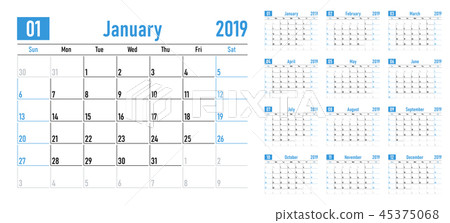 Calendar planner 2019 template Calendar planner 2019 template 45375068
