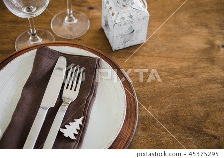 Background for Christmas Menu. Xmas Table Setting. 45375295