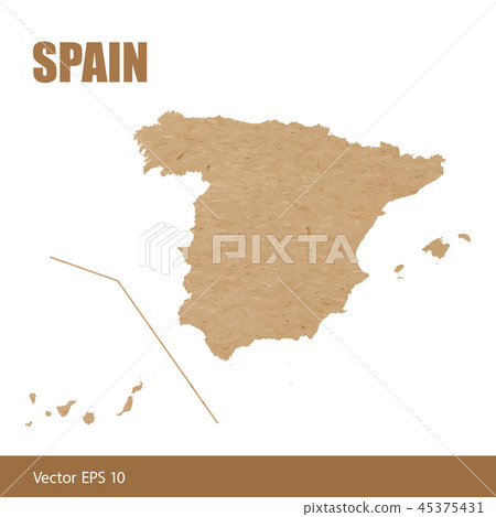 Detailed map of Spain cut out of craft paper Detailed map of Spain cut out of craft paper 45375431