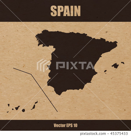 Detailed map of Spain on craft paper background Detailed map of Spain on craft paper background 45375433