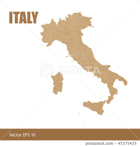 Detailed map of Italy cut out of craft paper 45375435
