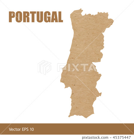 Detailed map of Portugal cut out of craft paper 45375447