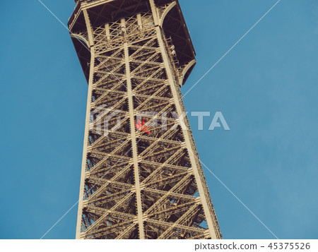 Paris, France .The main elevator in the inside of the Eiffel tower. Paris, France .The main elevator in the inside of the Eiffel tower. 45375526