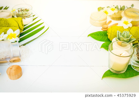 Beauty background with facial cosmetic products 45375929