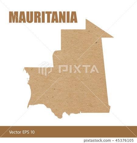 Detailed map of Mauritania cut out of craft paper 45376105