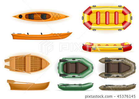set rowing boats vector illustration 45376145