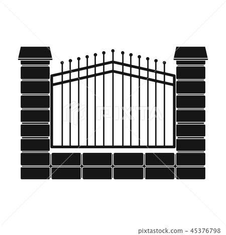 A fence of metal and bricks. A different fence single icon in black style vector symbol stock 45376798