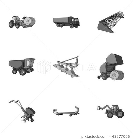 Set of pictures about agricultural machinery. Cars to robots to the ground.Agricultural Machinery 45377066