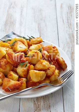 close-up of delicious crispy Roast Potatoes close-up of delicious crispy Roast Potatoes 45377993