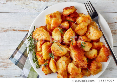 overhead view of crispy Roast Potatoes overhead view of crispy Roast Potatoes 45377997