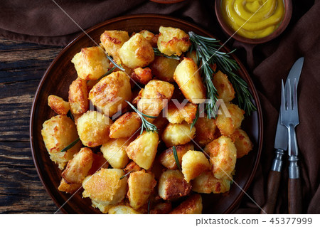 overhead view of crispy Roast Potatoes overhead view of crispy Roast Potatoes 45377999