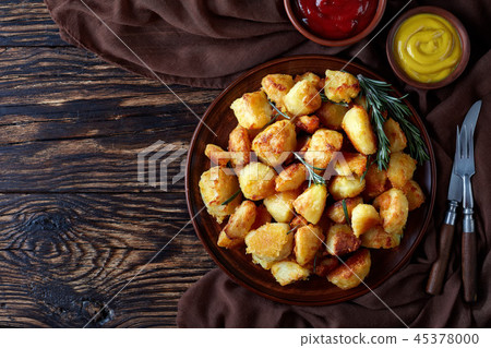 overhead view of crispy Roast Potatoes 45378000