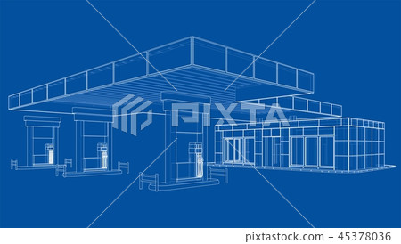 Gas Station. Vector rendering of 3d Gas Station. Vector rendering of 3d 45378036