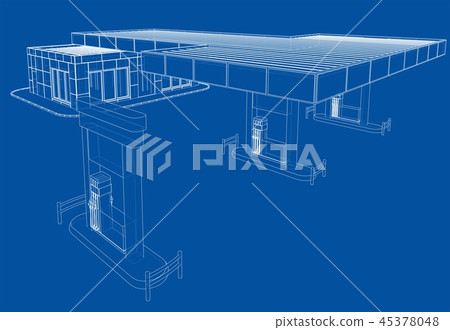 Gas Station. Vector rendering of 3d 45378048