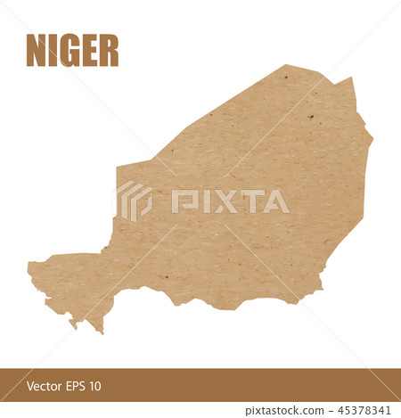 Detailed map of Niger cut out of craft paper 45378341