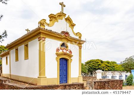 Facade of historic church in colonial architecture 45379447