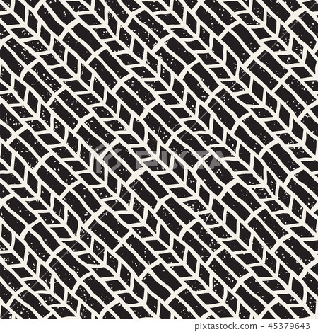Simple ink geometric pattern. Monochrome black and white strokes background. Hand drawn ink texture Simple ink geometric pattern. Monochrome black and white strokes background. Hand drawn ink texture 45379643