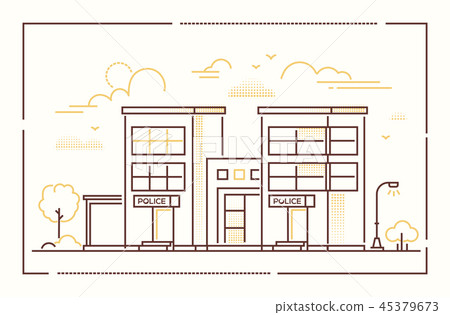 Police station - modern line design style vector illustration 45379673