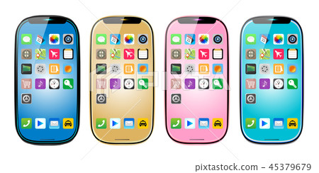 與智能手機四顏色象的例證 與智能手機四顏色象的例證 45379679