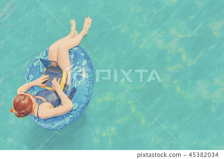 Beautiful young woman in the sea. Beautiful young woman in the sea. 45382034