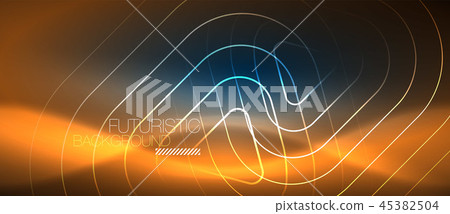 Neon glowing techno lines, hi-tech futuristic abstract background template with geometric shapes Neon glowing techno lines, hi-tech futuristic abstract background template with geometric shapes 45382504