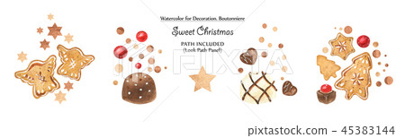 Sweet vignettes with chocolates and cookies Sweet vignettes with chocolates and cookies 45383144
