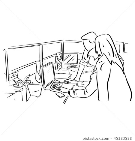 Businessmen working with computer in team  45383558