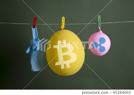 Signs and symbols cryptocurrency on balloons Signs and symbols cryptocurrency on balloons 45384003