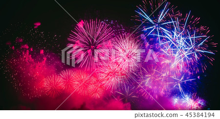 Colorful fireworks explosion on the black background 45384194