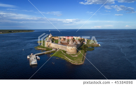 Aerial view on fortress Oreshek in Neva Aerial view on fortress Oreshek in Neva 45384898