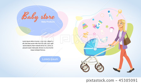 Store with Baby Products Cartoon Vector Web Banner Store with Baby Products Cartoon Vector Web Banner 45385091